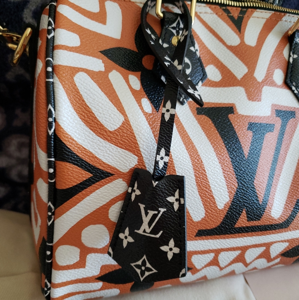 LOUIS VUITTON Crafty Speedy 25 Bandoulière Caramel Black Giant Monogram Bag New - Picture 7 of 17